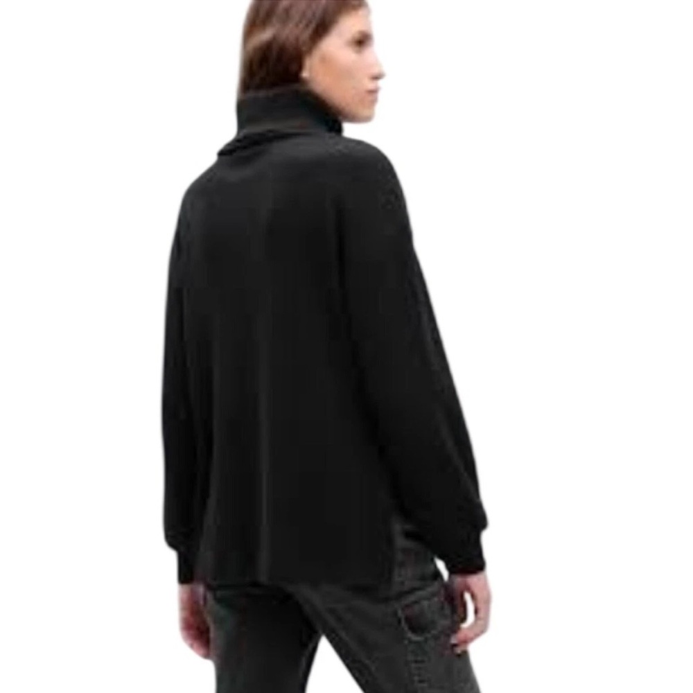 GAP | Women’s Black Waffle Knit Ribbed Balloon Sleeve Side Slit Turtleneck Sz M